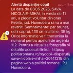Alertă dispariție copil
