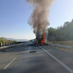 Camion în flăcări, pe A1